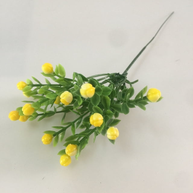 Simulación Milan Grain Flores Artificiales Milan Grain Flor Planta De Plástico Ramo Decoración De Oficina En Casa Simulación Partículas Grandes Milan Grain Flower Trough ANGGREK Amarillo