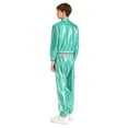 thumbnail image 6 of Hansber Kids Boys Girls Shiny Metallic Long Sleeve Bomber Jacket with Pants Hip Hop Jazz Dance Outfit Light Green 14, 6 of 7