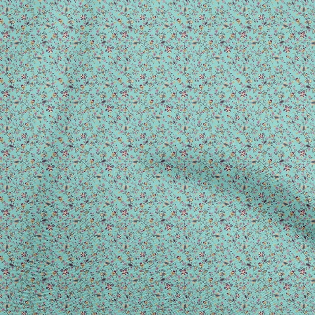oneOone Silk Tabby Turquoise Blue Fabric Asian Japanese Floral Sewing Craft Projects Fabric Prints By Yard 42 Inch Wide