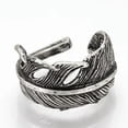 thumbnail image 3 of EOEMY Alloy Cuff Finger Ring Ring Feather Antique Silver Size 5 Adjustable 18.5mm P408-Default, 3 of 3