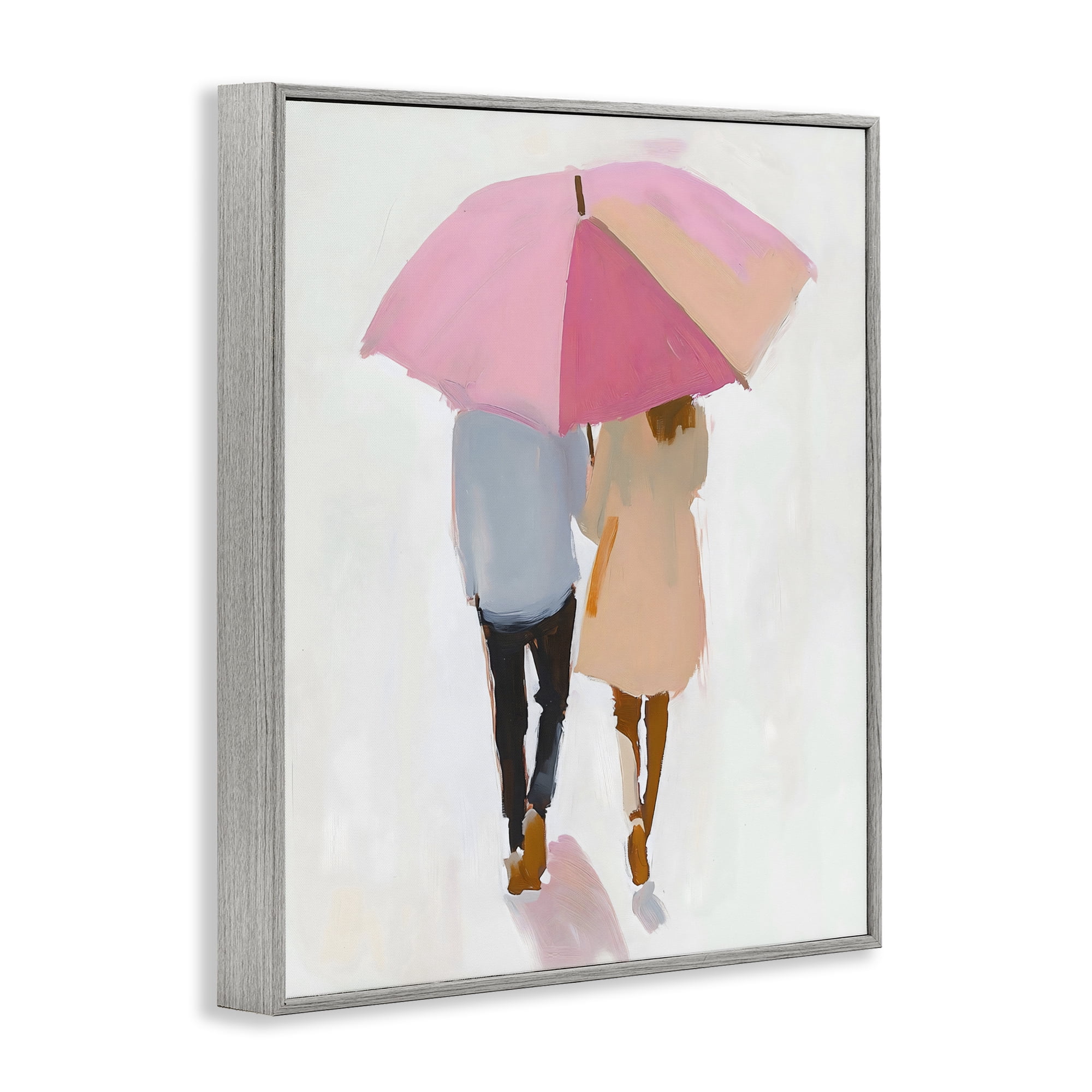 Stupell Industries Couple Stroll Under Umbrella Gray Framed Giclee Art, design by The Prints Vibe
