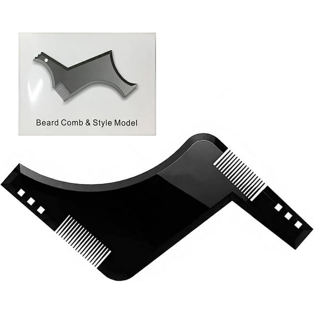 Beard Shaping Tool, Beard Lineup Tool with Inbuilt Comb, Beard Stencil Beard Template for Men, Curve Step Cut Beard Shaper for Line Up & Edging
