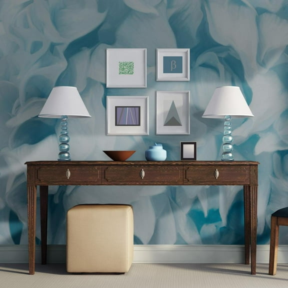 Tiptophomedecor Floral Wallpaper Wall Mural - Azalea Blue