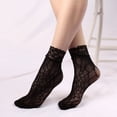 thumbnail image 4 of TELOLY 6 Pairs Summer Black Hollow Socks Sexy Lace Fishnet Ankle Socks Thin Tight Stockings For Women And Girls, 4 of 7