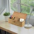 thumbnail image 3 of Wicker Shelf Baskets with Lid, Wicker Basket for Storage,Rectangular Woven Baskets Boxes 3-Section Home Decor Organizer (Orange), 3 of 8