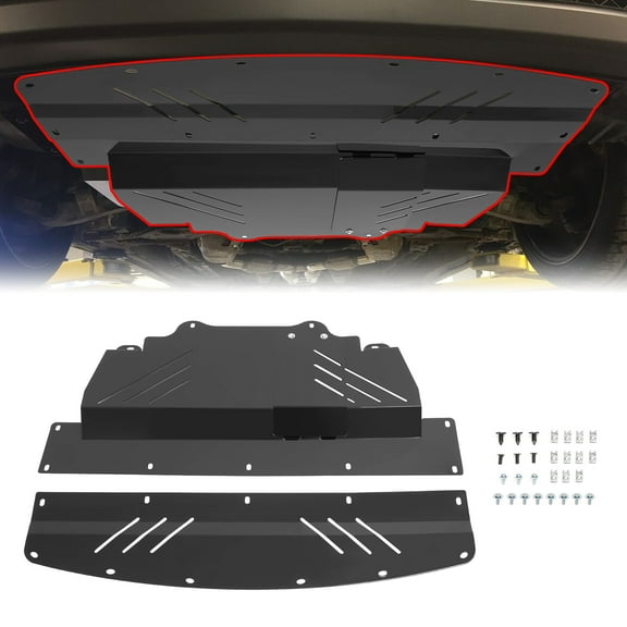 Kojem Engine Splash Shield Skid Plate Under Tray for 2007-2016 Infiniti G35X G37X Q40 Q60 Aluminum Powder Coated Black