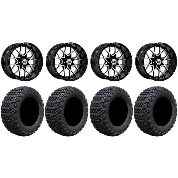 GTW Vortex 2 14" Golf Cart Wheels Machined 23" X-Trail Tires E-Z-GO & Club Car