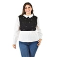 thumbnail image 1 of Blusa Con Chaleco de Perlas Roman Fashion Talla Extra Blanco Negro 42, 1 of 7