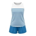 thumbnail image 7 of Zynoxe Two Piece Sets for Women Casual Striped Tank Tops and Drawstring Shorts Lounge Sets with Pockets Trendy Loose Summer Beach Vacation Outfits Light Blue XXL, 7 of 7