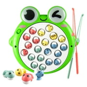 Fishing Game Toy Set,with Music On/Off Switch and LED Light Kids Rotating Board Game,Includes 21 Fish and 2 Fishing Poles Educational Montessori Toys for 3,4,5 Year Olds Boys Girls