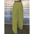 thumbnail image 5 of Women Wide Leg Trousers Embroidered Lace Eyelet Baggy Pants Dressy Trendy Beach Palazzo Pants Green XL, 5 of 9