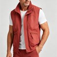 thumbnail image 6 of Atkumj Men Fishing Vest Fashion Multi‑Functional Stand Collar Zip Up Drawstring Hem Oversized Vests Casual Solid Color Loose Mens Outerwear Vests for Outdoor Activity XL, 6 of 6