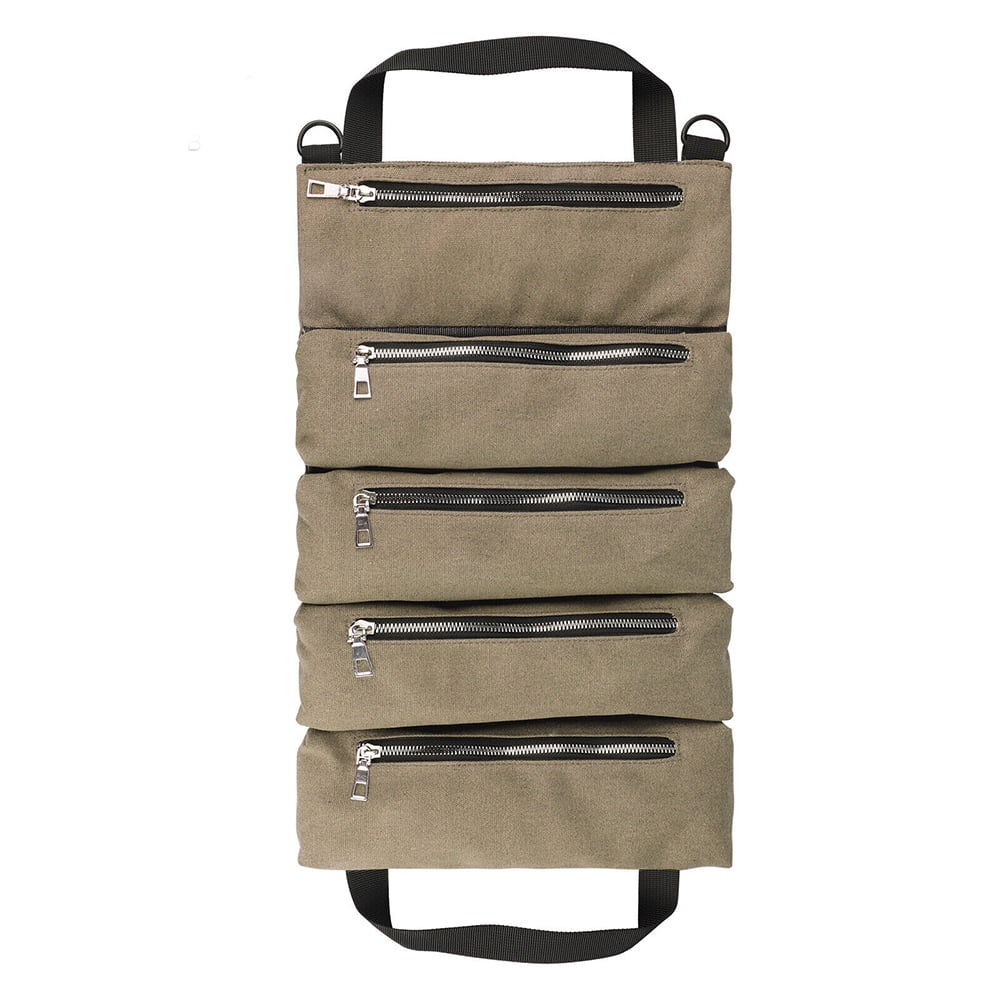 Water Resistant Tool Roll Bag Canvas Roll Up Tool Pouch, Heavy Duty