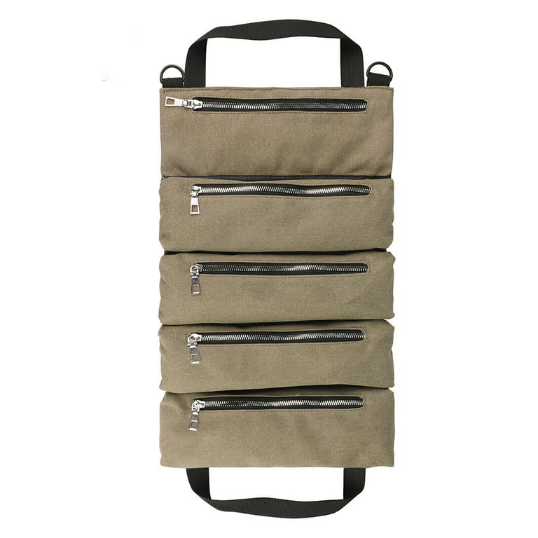 Water Resistant Tool Roll Bag Canvas Roll Up Tool Pouch, Heavy