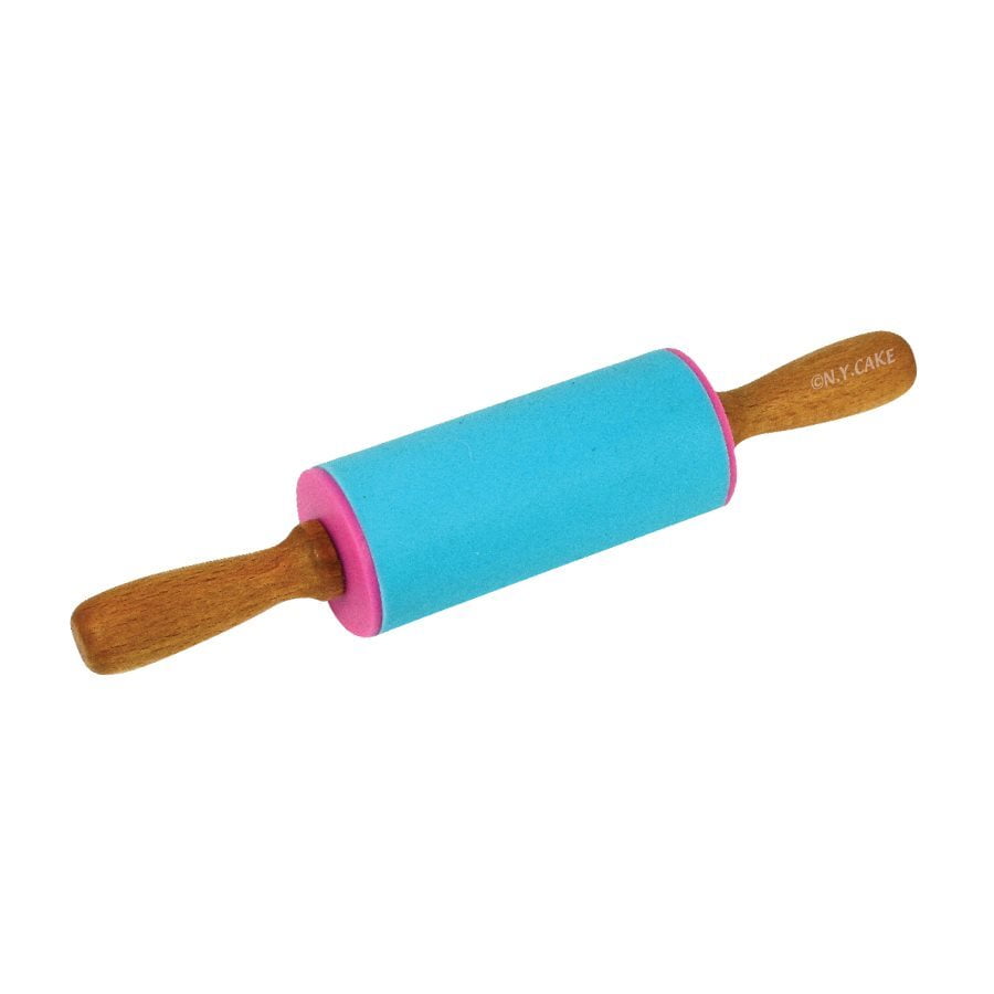 Non-Stick Silicone Rolling Pin Wooden Handle Fondant Pastry Dough Roller Sticks 