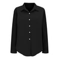 thumbnail image 4 of YODETEY Women Button-Up Dress Shirts, No Boundaries Wrinkle Free Long Sleeve Collared Shirts, Linen Shirts Button Down Dress for Women,Black,XXL, 4 of 6