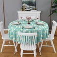 thumbnail image 2 of Turquoise Daisy Flower Yellow Centers Pattern Round Tablecloth 60"x60",Wrinkle Wipeable Table Cloth for Kitchen Dining Room Picnic Patio Party, 2 of 6