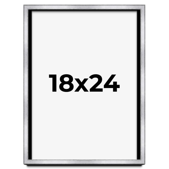 18x24 Shadow Box Frame Silver | 1.375 Inches Deep Real Wood Contemporary Shadowbox Display Frame |
