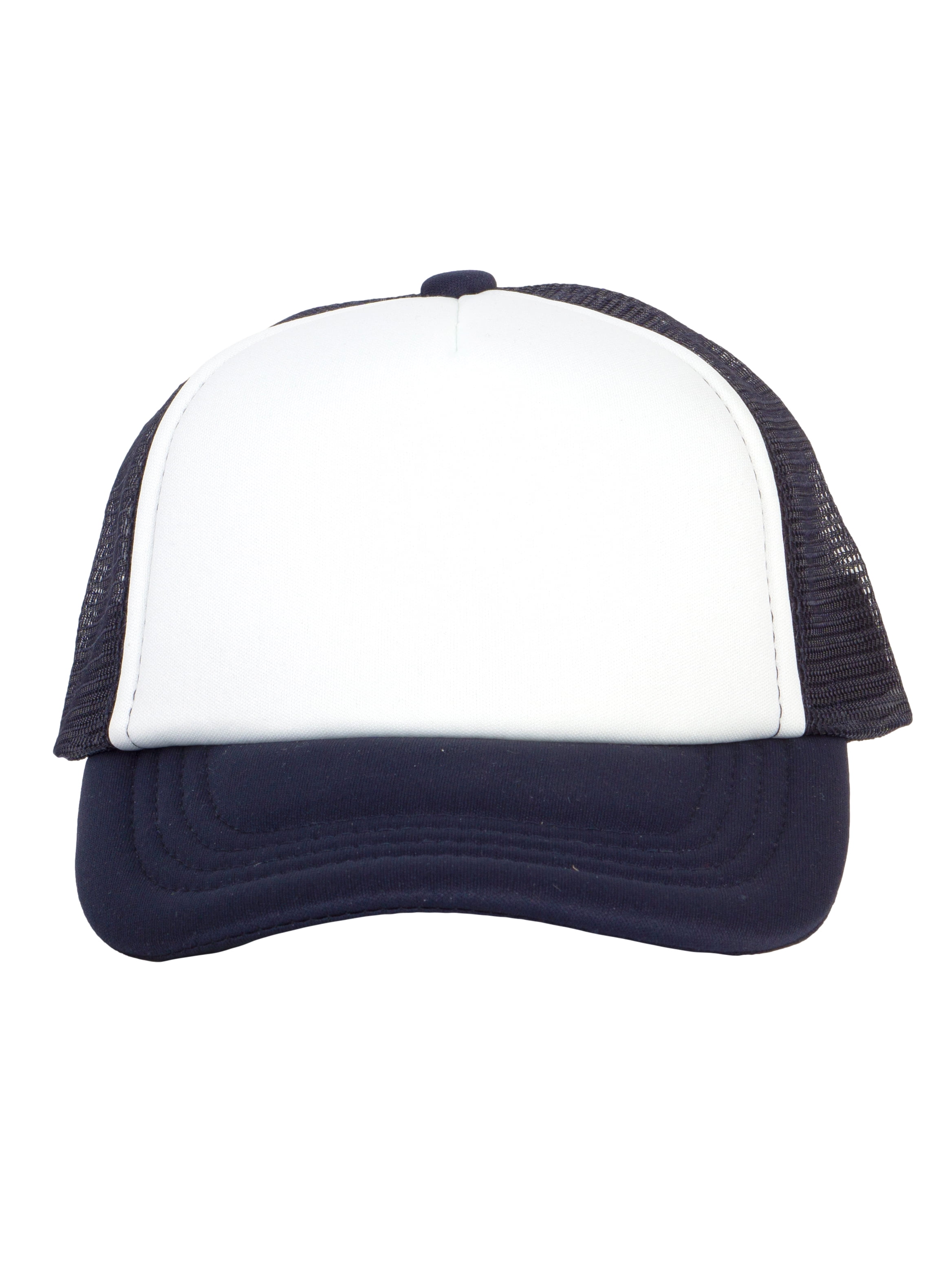 Youth Girls Boys Trucker Cap  - Snapback Kids Baseball Hat White/Navy