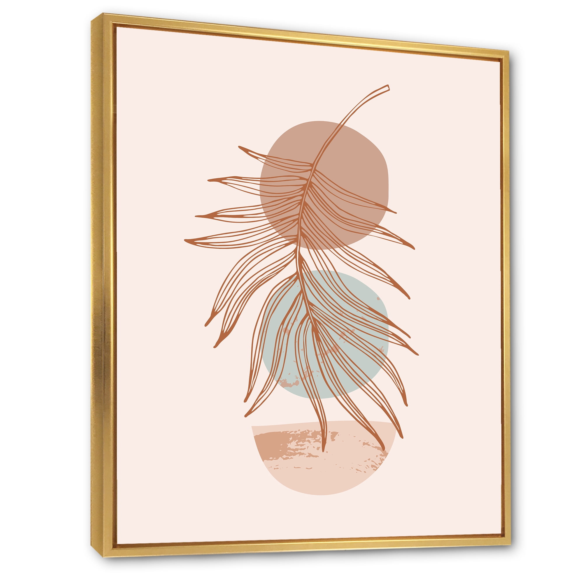 Designart 'Sun and Moon Shapes In Retro Terracotta Tones II' Modern Framed Canvas Wall Art Print