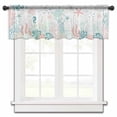 thumbnail image 2 of Coastal Turtle Valance Curtains for Kitchen/Living Room/Bathroom/Bedroom Window, Teal Green Ocean Coral Starfish Jellyfish Rod Pocket Small Topper Half Short Window Curtains Sheer Scarf 42"x12", 2 of 8