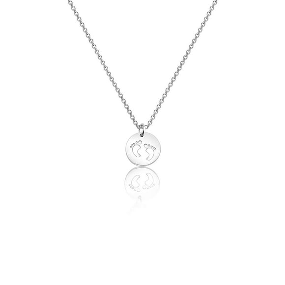 Baby Feet Necklace New Mom Necklace Newborn Baby Shower Gif (silver necklace)