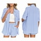 thumbnail image 2 of Conjunto de Dos Piezas para Mujer 2026: Camisa A Rayas y Pantalones Cortos. Azul S, 2 of 7