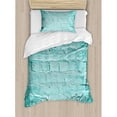 thumbnail image 3 of Mint Duvet Cover Set King Size, Brick Old Wall Background in Vibrant Tones Architecture Urban Building Artsy Picture, Decorative 3 Piece Bedding Set with 2 Pillow Shams, Turquoise, by Ambesonne, 3 of 3