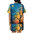 thumbnail image 6 of Fuzoiu Abstract Night Sky Tree Print Women's Short-Sleeved Pajama Set,Lounge Sleepwear Set,Womens Pajama Sets 2 Piece,Button-Up Top and Shorts with Pockets-3X-Large, 6 of 7
