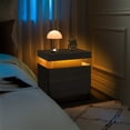 thumbnail image 6 of Nightstand with LED Light, Paproos Modern Nightstand with 2 Drawers, 19"W Wide Bedside Table, End Table Side Table for Bedroom Living Room, Black, 6 of 10