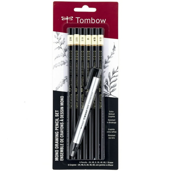Lápiz de dibujo Tombow 61002 Mono de 0,5 mm con goma de borrar, paquete de 6