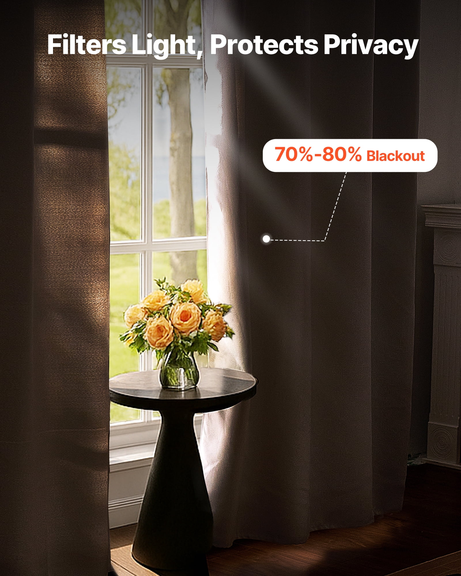 VEVOR Blackout Curtains, White Blocking Drapes for Bedroom and Living Room, 2 Panels Set Grommet Room Darkening Curtain, Solid Thermal Insulated Drapes, Noise Reducing Window Treatments, 52x84 inch