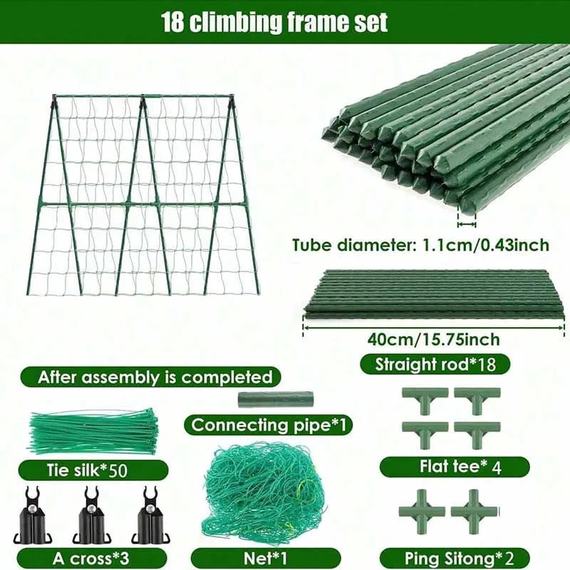 Cucumber Trellis for Raised Beds, 1 Pack 31.5"x31.5" A-Frame Garden Trellis, Climbing Plant Support with Netting for Cucumber Tomato Bean Pea