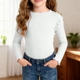thumbnail image 2 of WUANDIXFA Cute Shirts for Girls Ruffle Long Sleeve Crewneck Ribbed Knit Blouses Tops (White, 2-3 Years), 2 of 9