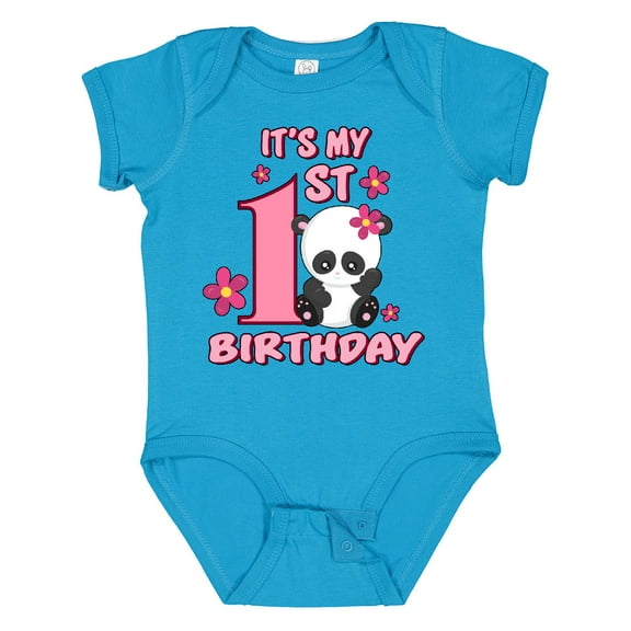 Inktastic It's My First Birthday with Panda Bear Girls Baby Bodysuit