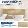 thumbnail image 6 of Full Bed Frame with Natural Rattan Headboard, Sturdy Metal Base, Boho-Style Cane Mattress Support, No Box Spring Needed, 6 of 11
