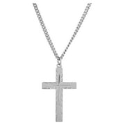 Brilliance Fine Jewelry Sterling Silver Latin Cross on Stainless Necklace, 24"