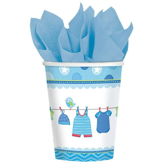 Shower With Love Baby Boy 9oz Cups (8 Count) - Baby Shower Party Supplies