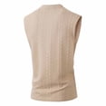 thumbnail image 5 of Ceisia Mens 2 Piece Outfit Textured Knit Sleeveless Tank Top and Drawstring Shorts Set Casual Loungewear for Men Khaki S Gifts for Father, 5 of 9