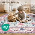 thumbnail image 4 of ODIKA 9'x12' Pink Boho Scroll Vine Border Center Trellis Damask Vintage Motifs Washable Area Rug None for Dining Room, Basement, Large Office, Non-Slip Chair-Friendly, 4 of 7