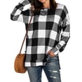 thumbnail image 2 of Jersey femenino a cuadros de manga larga para mujer sudadera con capucha deportiva con abertura en la parte inferior informal para niña, negro, XXL sidaley  AP003845-05, 2 of 7