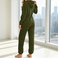 thumbnail image 6 of UTSJKR Women's Onesie Adult Fleece Long Sleeve Pajamas Heavyweight Cute Pjs Comfy One Piece Pajamas Fall Winter Jumpsuit Loungewear Army Green S, 6 of 7