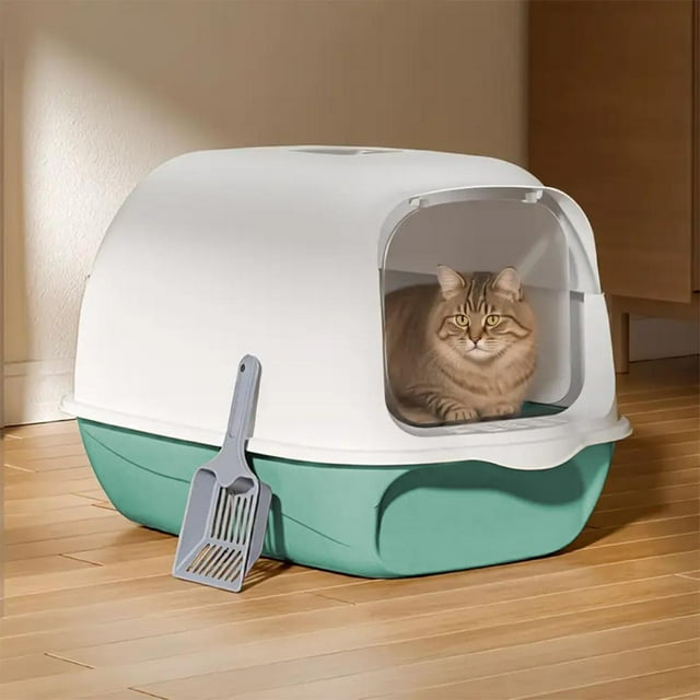 Feltree Extra Large Enclosed Cat Litter Box with Lid - Splash-Proof, Odor Control, Includes Litter Scoop, Easy Clean Design, Wide Entrance & Observation Window