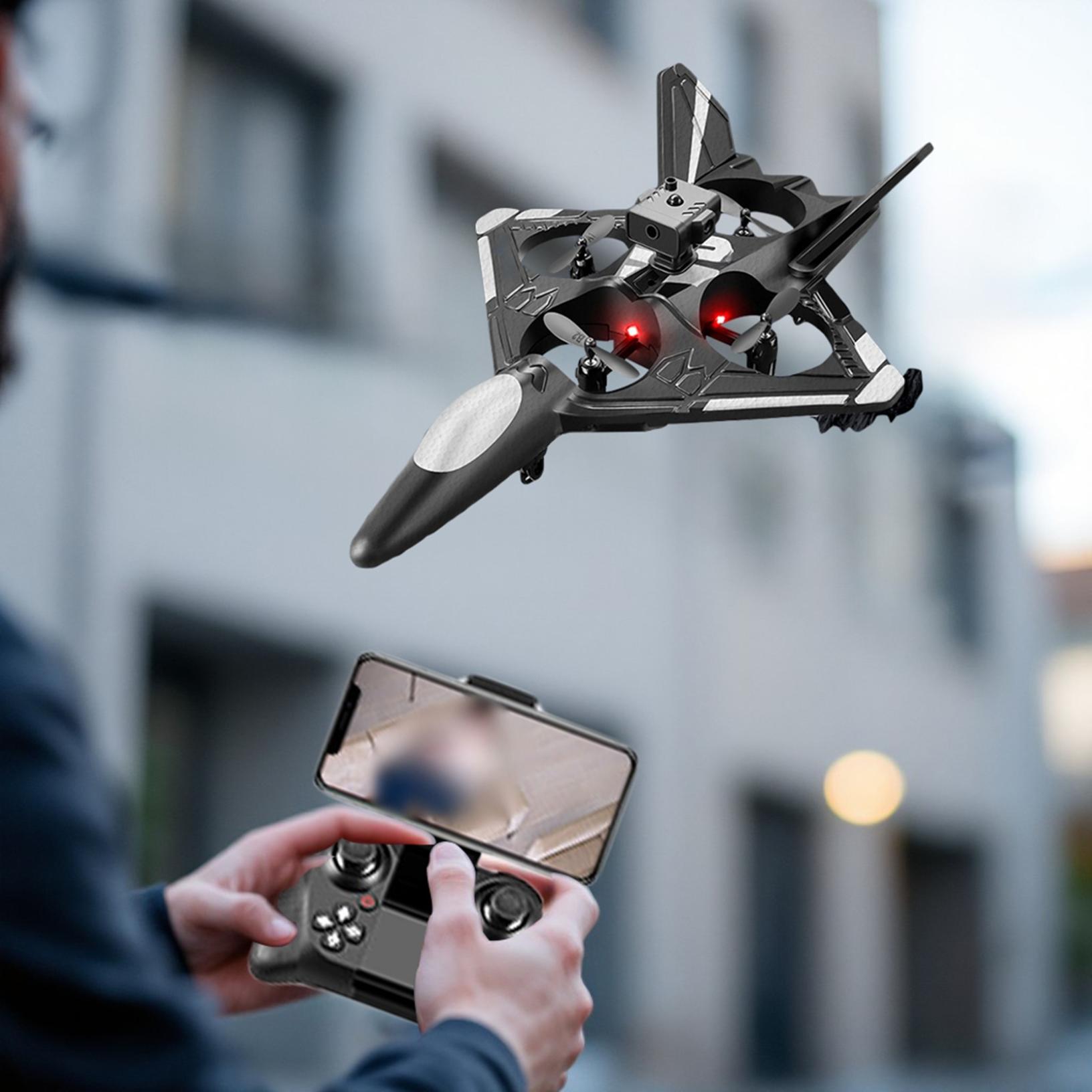 KMWGRE RC Plane Helicopter Quadcopter Foam RC Airplane 2.4GHz Remote Control Jet Fighter with Light 6CH Obstacle Avoidance RC Airplane with 3D Flips Gravity Sensing Auto Hovering for Kids