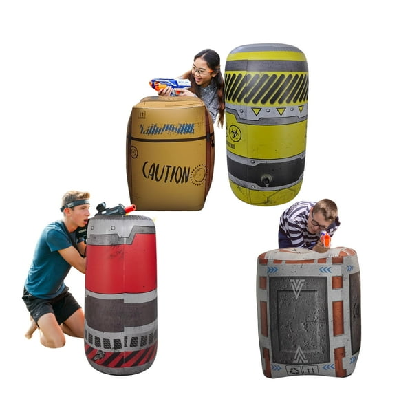 Kidzlane Inflatable Bunkers Set - Barrels for Laser Tags, Blast Guns & Paintball - Inflatable Paintball Battle and Outdoor War Zone Bunker Toys - Easy Set Up Army Party