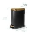thumbnail image 4 of Acento 1.3 gal., Curved Rectangular Soft Close Premium Pedal Waste Bin Bedroom, Bathroom, Home and Office, Step On Trash Can, Matte Black Gold, 4 of 11