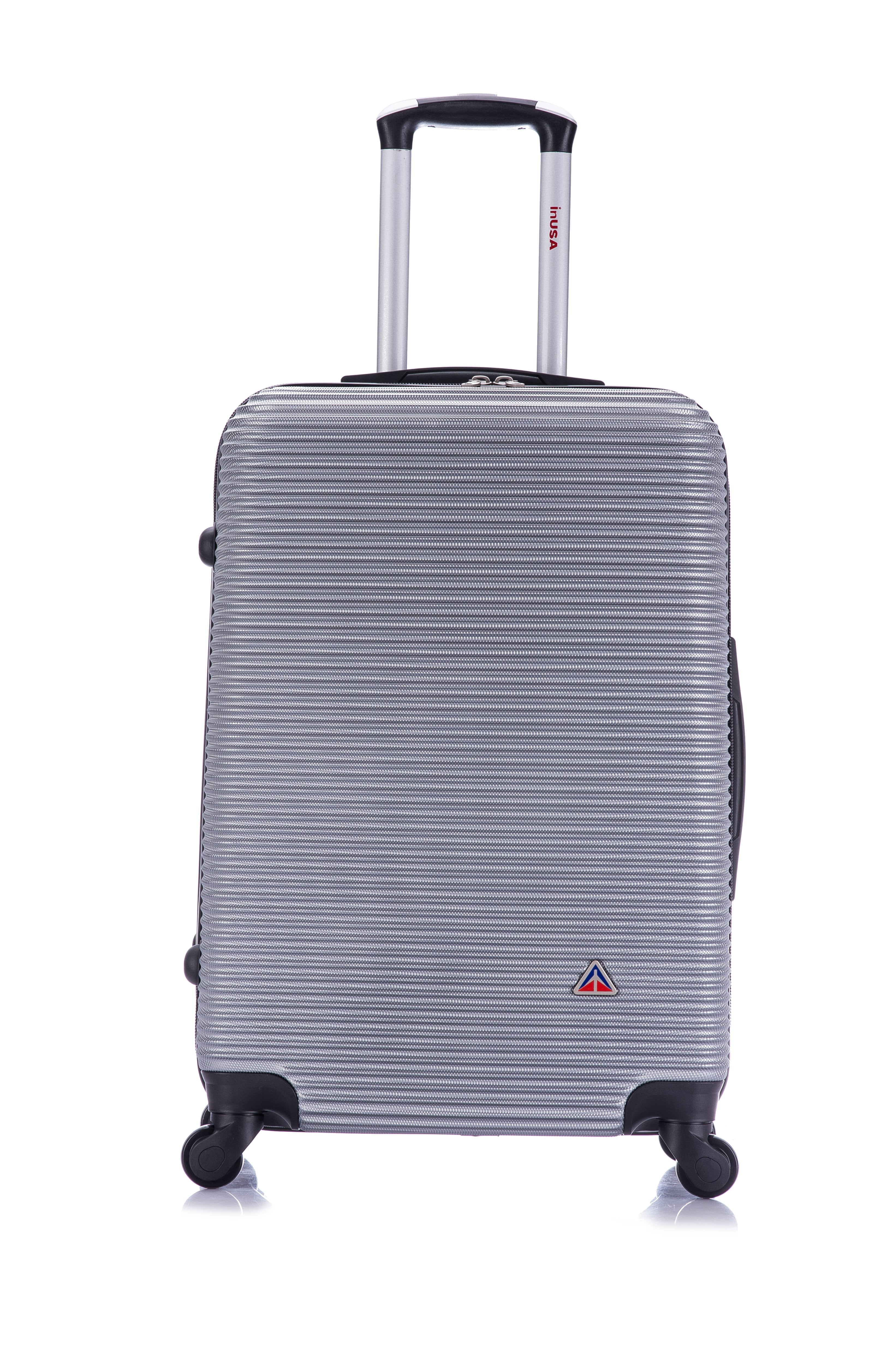 InUSA Royal 24" Hardside Lightweight Luggage with Spinner Wheels, Handle, and Trolley, Silver