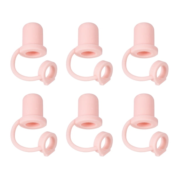 Tapa de funda para pajitas de 6 piezas, tapa de silicona rosa para pajitas de 8-10mm OD, tapas de pajitas reutilizables a prueba de polvo