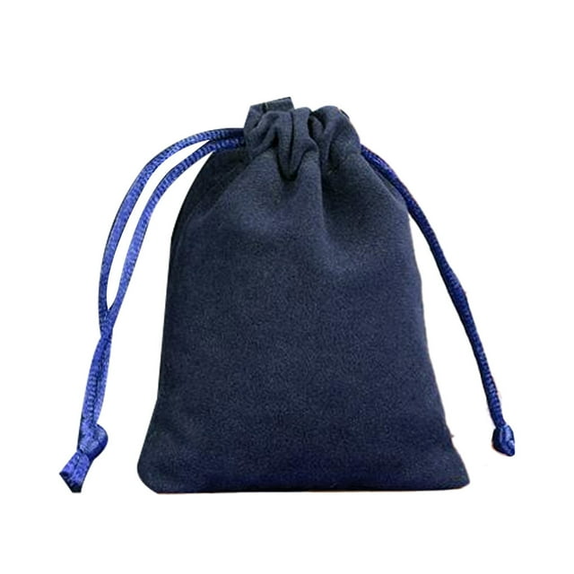 kurtrusly Jewellery Pouch Small Drawstring Bags Bracelet Packaging Display Goodies Presents Mobile Phone Storage Gifts Solid Pouches Fleece Navy-15*20