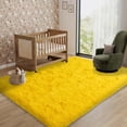 thumbnail image 2 of Janvonne Fluffy Area Rugs for Living Room,Bedroom,Dorms,5x7ft Soft Shaggy Sofa-side Carpet, Home Decor Aesthetic,Bright Yellow, 2 of 8
